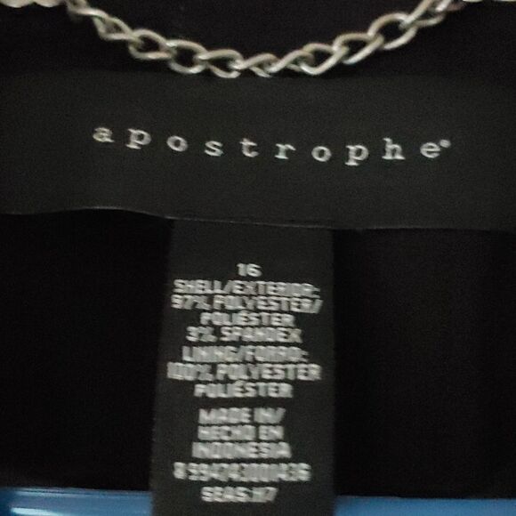 Apostrophe black pinstriped blazer Sz 16 - Picture 4 of 5